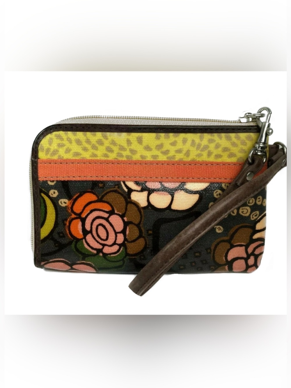 Fossil Floral Zip Wristlet Wallet - Yellow & Coral